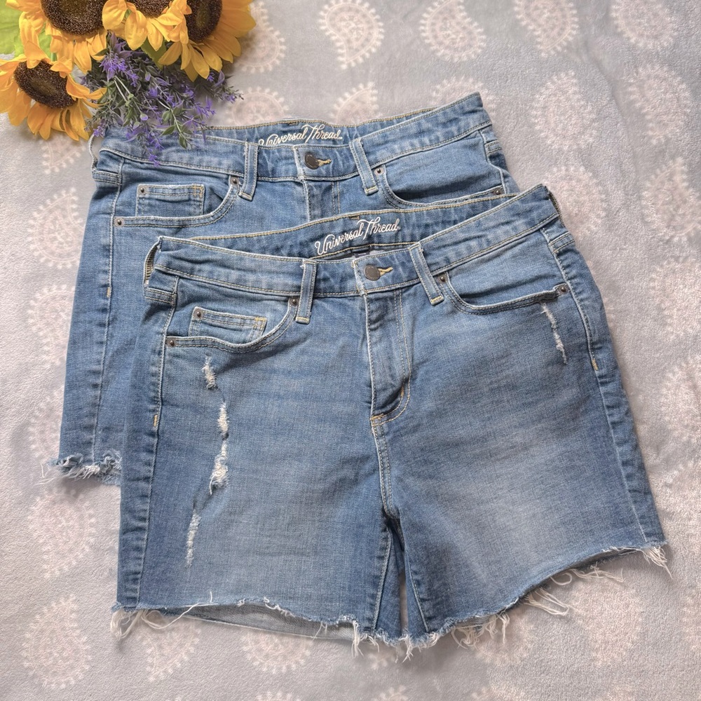Universal Thread Mid Rise Boyfriend Shorts with Distressed Hem (2)